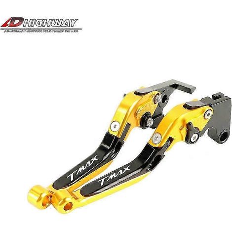 Leviers de frein et d'embrayage pliables, extensibles et réglables pour Yamaha Tmax 530 Dx / Sx 2012-2019, T-max 500 2008-2011 et Tmax 560 2020-2021 (Or) (1/5)