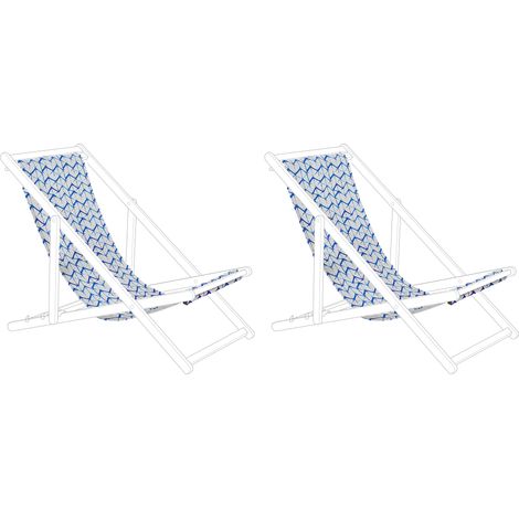 Conjunto de 2 telas de poliéster blanco azul para tumbona de jardín moderno exterior Anzio / Avellino