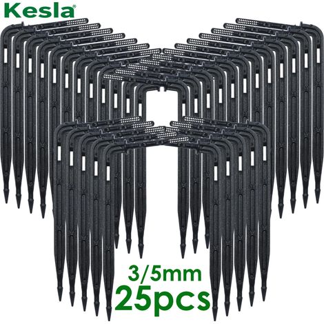 (KSL01-097-25PCS) Kit d'irrigation goutte à goutte KESLA avec goutteurs coudés et flèches, pour tuyau de 3/5 mm, idéal pour l'arrosage de jardin et de serre. (1/4)