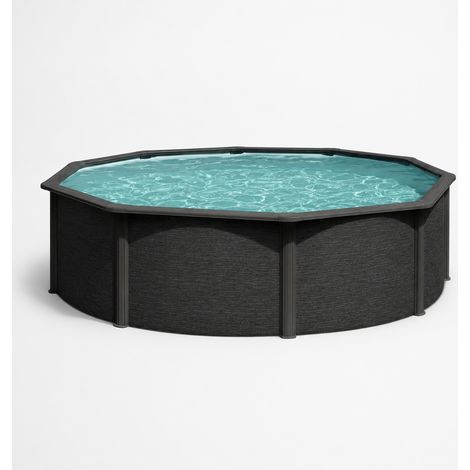 Piscina elevada Gre Circular antracita 132cm de altura 350x132