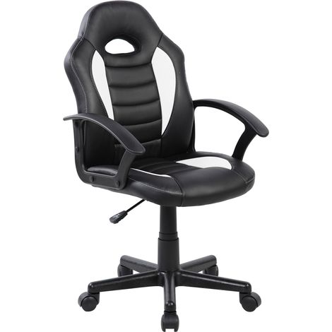 Sedia da Gaming Ergonomica per Bambini 55x56x99,5 cm in Similpelle Nera e Bianca