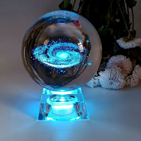 Boule de cristal, gravure laser, décoration de bureau