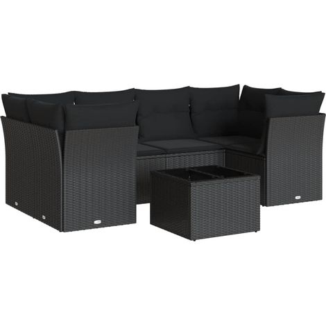 Maison Exclusive - Set Divani da Giardino con Cuscini 7pz Nero Polyrattan (1/3)