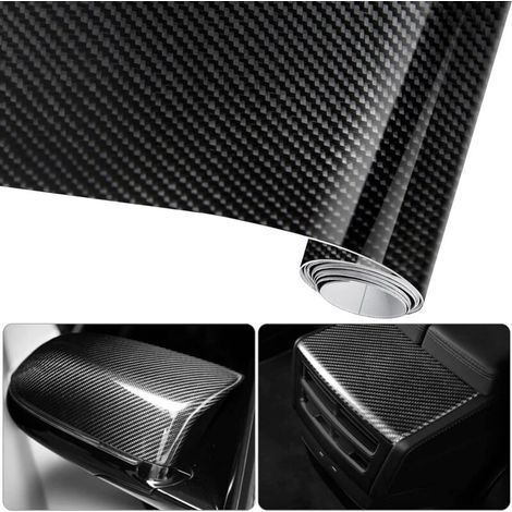 (2pcs)6D Waterproof Car Sticker Film Carbon Fiber Vinyl Adhesive 1.57M x 0.3M Waterproof Non-Stick for Car, Computer, Smartphone Case, Motorcycle, Vehicle-Black (1/5)