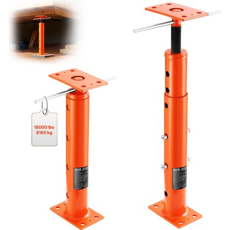 Cric de Sol de Maison, Hauteur 48,26-91,44 cm, Cric de Plancher Sous-sol Réglable pour Nivellement, Capacité Charge 8164,66 kg, Poteau Support Levage Télescopique Acier pour Support Temporaire (1/5)