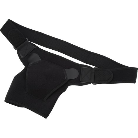 Orthèse d'épaule noire réglable pour soulager les douleurs de l'articulation acromio-claviculaire, manchon de compression et de soutien. (1/5)