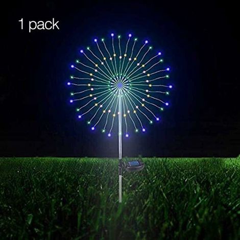 MINKUROW Solar Gartenleuchte, 105 LED Solar Feuerwerk Licht, Dekoratives Wetterfestes DIY Outdoor Landschaftslicht für Garten Rasen Feld Terrasse Weg (Regenbogen Bunt, 1 Pack)