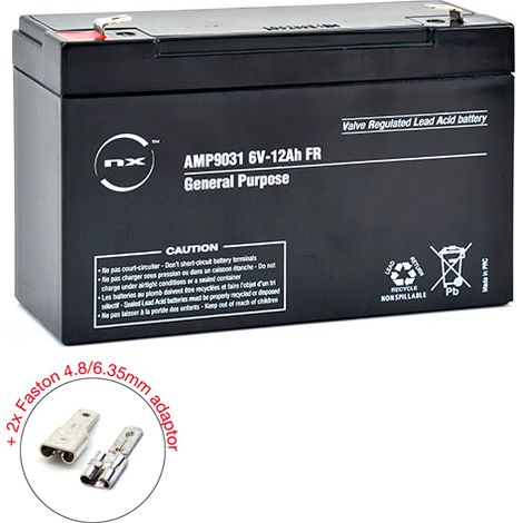 NX - Batterie plomb AGM NX 12-6 General Purpose FR 6V 12Ah F4.8