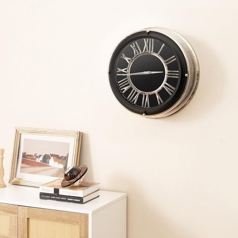 COSTWAY Orologio da Parete 45 cm, Orologio Silenzioso con Numeri Romani, Copertura in Vetro, Orologio Moderno Decorativo per Soggiorno Camera da Letto Ufficio (Stile 2 L) (1/5)