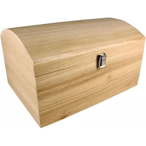 MégaCréa DIY - Coffre en bois couvercle bombé A 35 x 25 x 19,5 cm