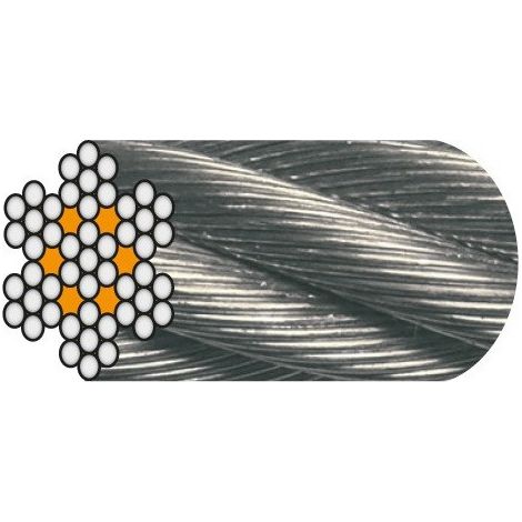 Cavo con anima in acciaio zincato LEVAC - 7x19 fili - Ø6 mm - CRM 2470 Kg - 1022FGE200 - Al metro lineare