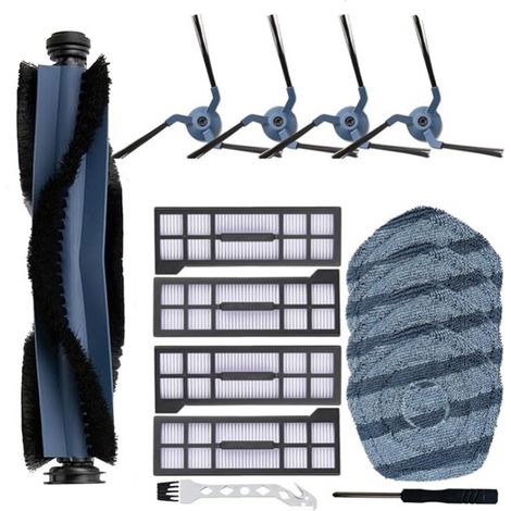 (15 Stück) X10 Pro Ersatz – Kompatibles Zubehör-Kit – 1 Bürstenrolle, 4 Seitenbürsten, 4 HEPA-Filter, 4 Wischmop-Pads, 1 Reinigungsbürste, 1 Schraubendreher (1/5)