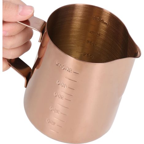 Pitcher à lait inox 550ML avec graduation pour mousse à café, couleur or rose (1/5)