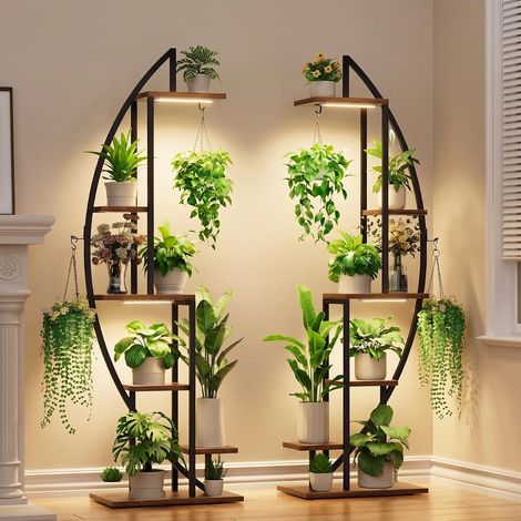 Porte Plante avec Lampe de Croissance - Support pour Plantes en 6 Niveaux, Étagère pour Plantes de 160cm Haut, Grandes étagères d'affichage pour Plantes d'intérieur, Porte Plante Interieur pour Salon (1/5)