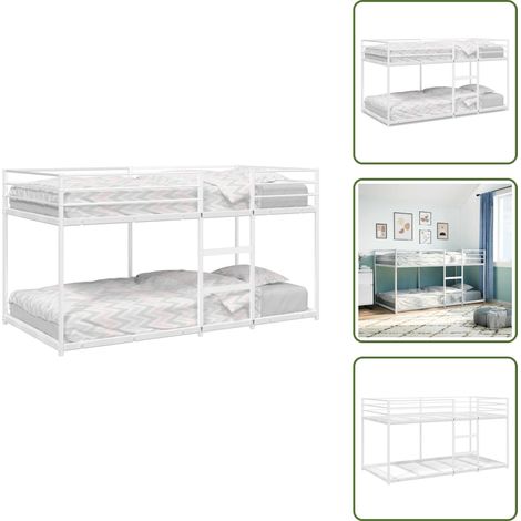 Etagenbett ohne Matratze Weiß 90x190 cm Stahl - Etagenbett - Etagenbetten - Bettgestell - Bettrahmen
