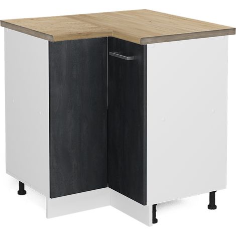 Meuble d'angle R-Line, Béton noir, 75.6 cm PT Chêne, Vicco (1/5)