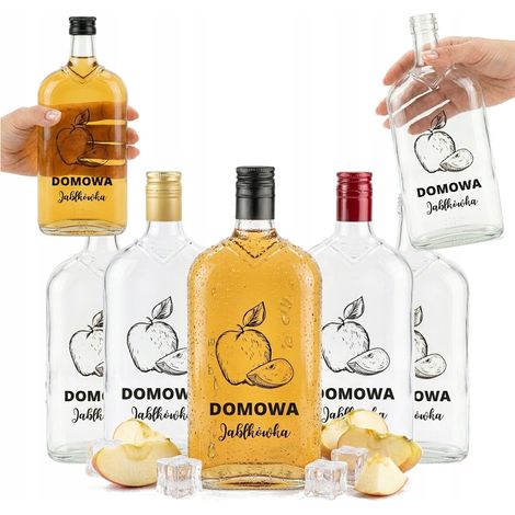 Botella de vidrio CLÁSICA de 500 ml impresa con la inscripción VODKA DE MANZANA CASERO, 10 unidades. (1/5)
