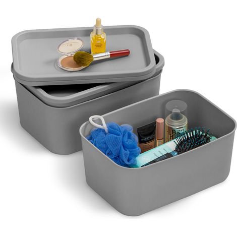 Iris Ohyama, Boites de Rangement dressing plastique, 6L, Lot de 3, Gris, SNL-S