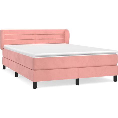 Maison Exclusive - Giroletto a Molle con Materasso Rosa 140x200 cm in Velluto (1/5)