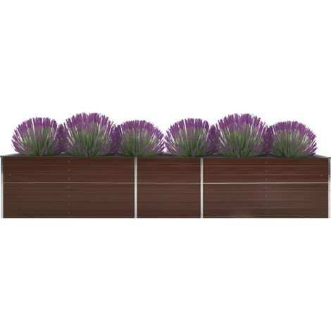 FIMEI Lit surélevé de jardin Acier galvanisé 400x80x77 cm Marron (1/5)