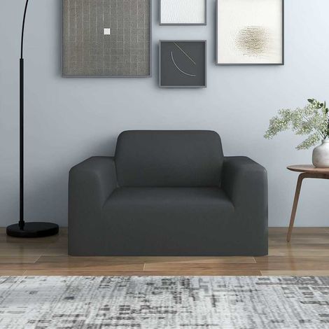 332936 vidaXL Stretch Couch Slipcover Anthracite Polyester Jersey (1/5)