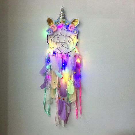 Décoration murale attrape-rêves licorne violette (1/5)
