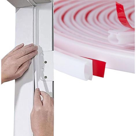 Joint Porte Fenetre Isolation Froid et Phonique, Type D boudin de Porte Isolant Froid, D'entrée Autocollante en Caoutchouc, pour Porte Entree Fenetre Anti Intempéries Isolation Acoustiq, Blanc (1/5)