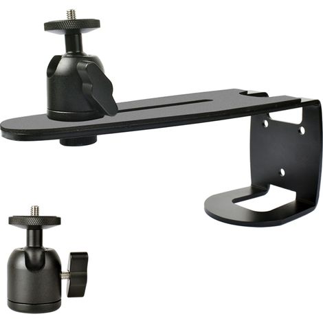 Support mural noir pour projecteur en forme de L avec rotule amovible à 360°, capacité de charge maximale de 5 kg, plaque à fente réglable pour mini projecteurs domestiques et caméras de surveillance (1/4)