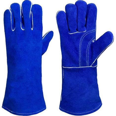 Schweißerhandschuhe aus Leder – hitzebeständig und flammhemmend, ideal für Gartenarbeit, Kamine, Kochfelder, abgelegene Bereiche und Grills im Freien – 35,5 cm (1/5)