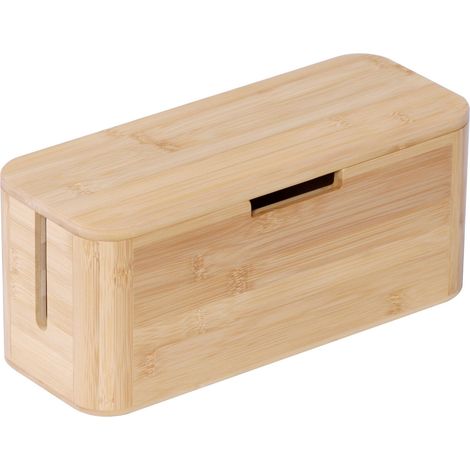 Scatola portacavi in bambù con coperchio magnetico - Adatta per cavi a 6 prese (1/5)