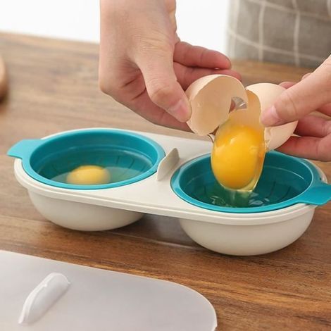Braconnier d\'oeufs Micro-ondes pochoir à œufs de qualité alimentaire Double tasse chaudière à œufs ustensiles de cuisine-LAI-Ywey (1/5)