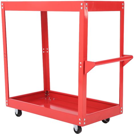Chariot à outils roulant à 2 plateaux, utilitaire et mobile, pour atelier de réparation automobile. (1/5)