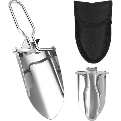 XEPHO Pelle Pliante Multifonction en Acier Inoxydable, Mini Pelle de Jardinage et Camping, Compacte et Durable, pour Randonnée, Survie