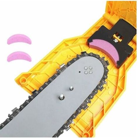 Affûteuse Chaîne Tronçonneuse - Pour Guides 14 À 20 Pouces - Fixation 2 Trous - ABS - Jaune - 1 Pièce (1/5)