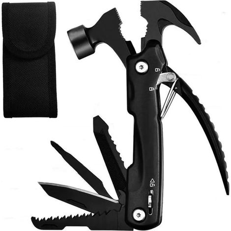 15-in-1-Multifunktionshammer-Multitool-Überlebenskit, Edelstahl-Tragbares Multifunktionswerkzeug mit Hammer, Messer, Zange, Schraubendreher, Outdoor-Camping-, Wander-, Notfall-Rettungswesentlich, Gesc (1/4)