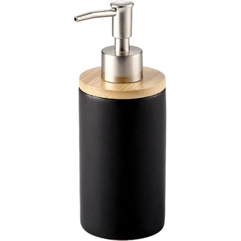 BEBUSINGOTO 400ml Distributeur de savon en céramique, style nordique, distributeur savon liquide idéal pour la cuisine et la salle de bains Noir, Bouteille，1 pac (1/5)