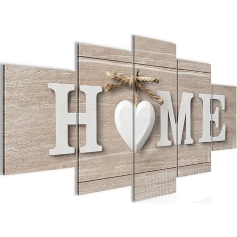 Runa art Tableau Décoration Murale Bois Home 200x100 cm - 5 Panneaux Deco Toile Prêt à Accrocher 014751a (1/4)