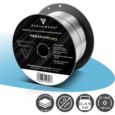 STAHLWERK Filo per saldatura MIG MAG alluminio ER4043 AlSi5 1,0 mm 0,45 kg bobina filo