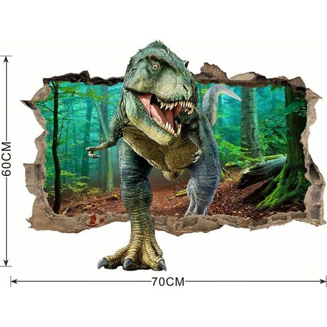 Stickers muraux dinosaures 3D, stickers muraux dinosaures 3D, stickers muraux dinosaures pour chambre d'enfant, posters dinosaures 3D, posters dinosaures, stickers muraux 3D pour chambre d'enfant, sti (1/5)