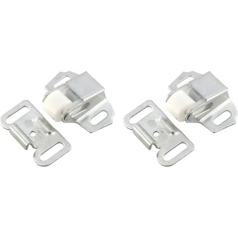 Set of 2 single roller locks for cabinet doors, white zinc (1/5)