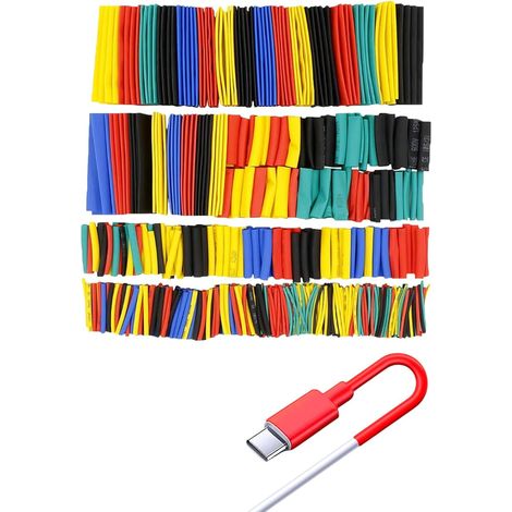 Ensemble de tubes thermorétractables 328 pièces, connecteurs rétractables étanches, ensemble de rubans isolants colorés, pour les réparations de câbles d'isolation électrique et les connexions (1/5)