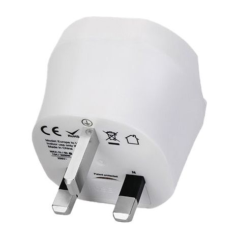Adaptateur de voyage Europe vers Royaume-Uni 3250W - IP44 - Blanc - Dio (1/2)