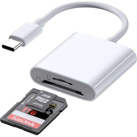 Lecteur double carte SD/TF USB-C pour transfert rapide de fichiers (1/5)