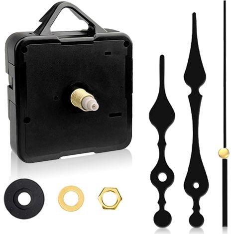 Mécanisme Horloge Quartz Silencieux, Piles, Kit Murale Noir, Remplacement Bricolage Maison/Bureau (1/4)