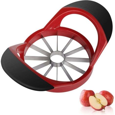Descorazonador y cortador de manzanas - Descorazonador de manzanas de acero inoxidable - Cortador de manzanas de 12 cm de largo con 12 cuchillas ultra afiladas, ligero y con mango antideslizante - Cre (1/4)