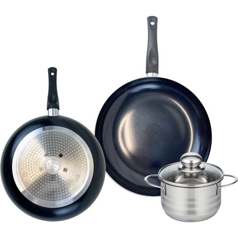 Ensemble de 2 Poêles de cuisson 28 et 32 cm et 1 faitout 16 cm Elo Prima Brillant (1/5)