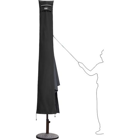 Sekey Sonnenschirm-Schutzhülle, Ampelschirm Schutzhülle Abdeckhauben 600D Oxford, Schwarz, 220 cm x 30/50 cm