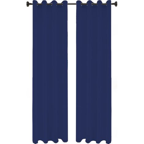 Tende Oscuranti Termica Isolante con occhielli 4 Cm Tinta unita 1Tenda - Blu