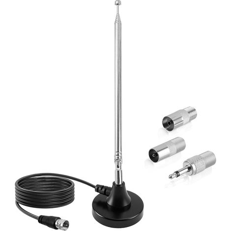 Antenne Radio FM Dab Intérieure 79CM avec Base Magnétique et Câble 3M, Réception Numérique HD pour Récepteur Stéréo, Home Cinéma, Tuner HiFi, TV (1/5)