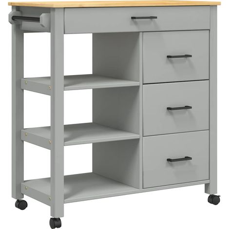 Chariot de cuisine,Chariot de Service,Desserte Cuisine MONZA 84x40x90 cm bois massif de pin CFW59938 (1/5)